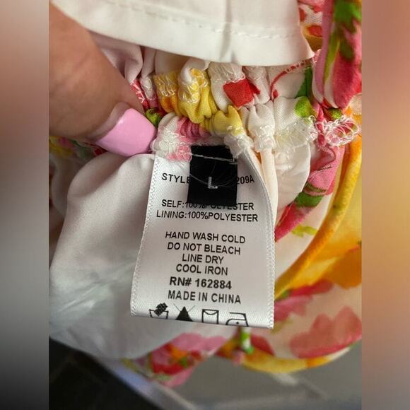 Isalis Floral Open Back Ruched Mini Dress L - Picture 5 of 6